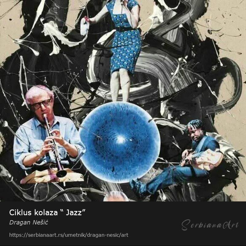 Ciklus kolaza “ Jazz”, Kombinovano/Karton, Dragan Nešić