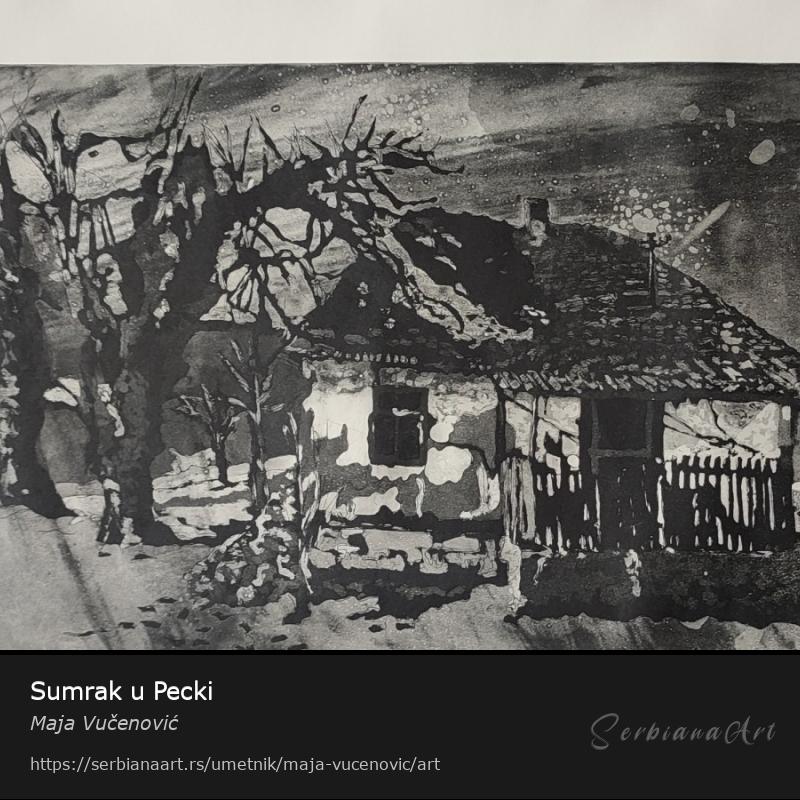 Sumrak u Pecki, Grafika/Papir, Maja Vučenović