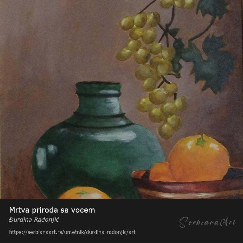 Mrtva priroda sa vocem, Akrilik/Platno, Đurđina Radonjić