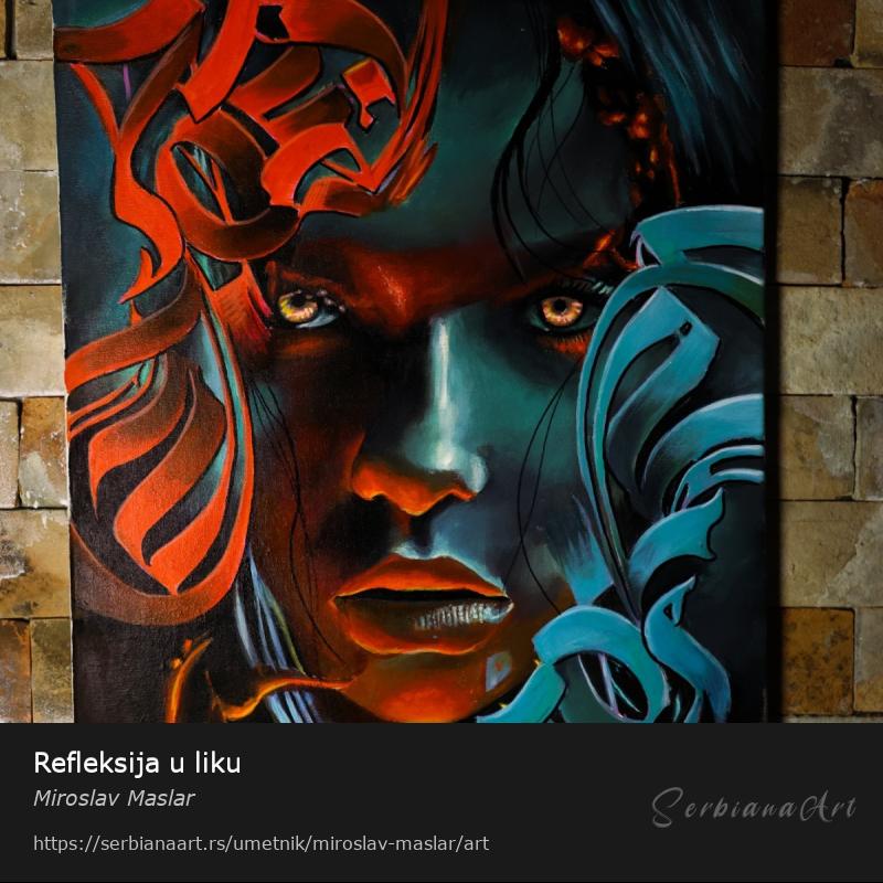 Refleksija u liku, Akrilik/Platno, Miroslav Maslar