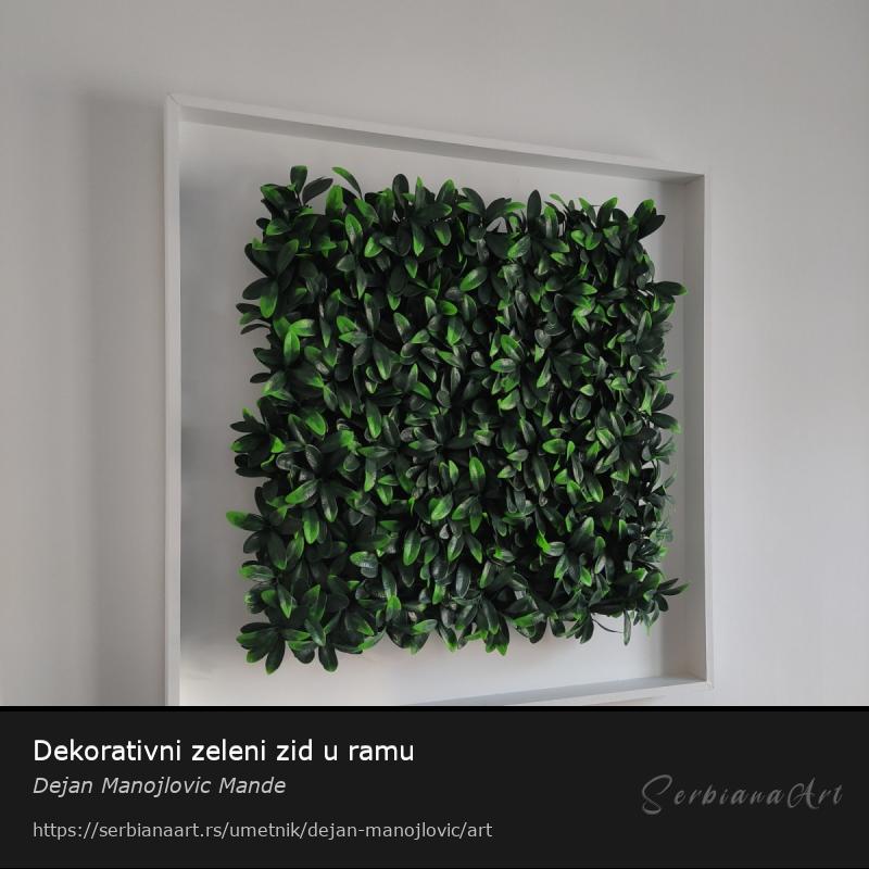 Dekorativni zeleni zid u ramu, Kreativna rukotvorina/Kombinovano, Dejan Manojlovic Mande