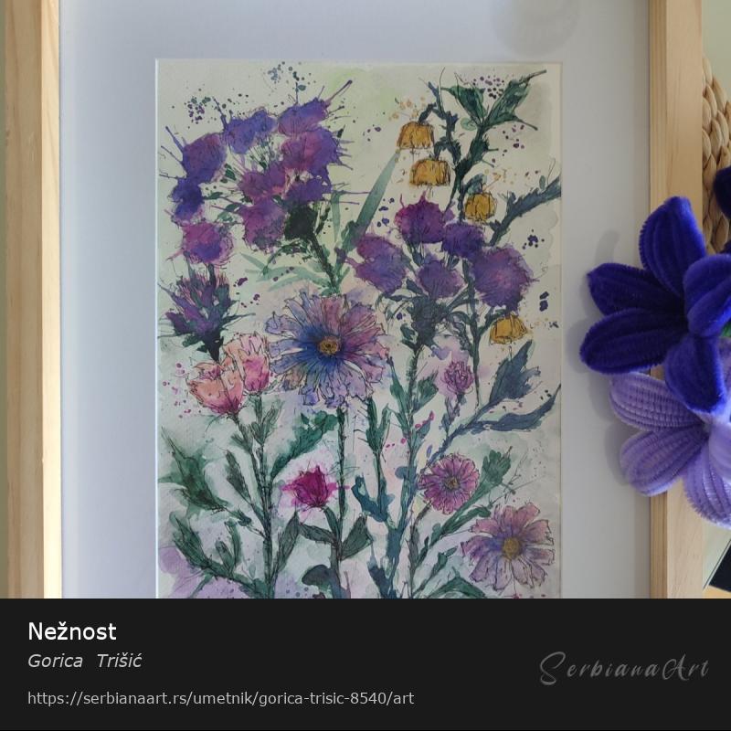 Nežnost, Vodene boje/Papir, Gorica  Trišić