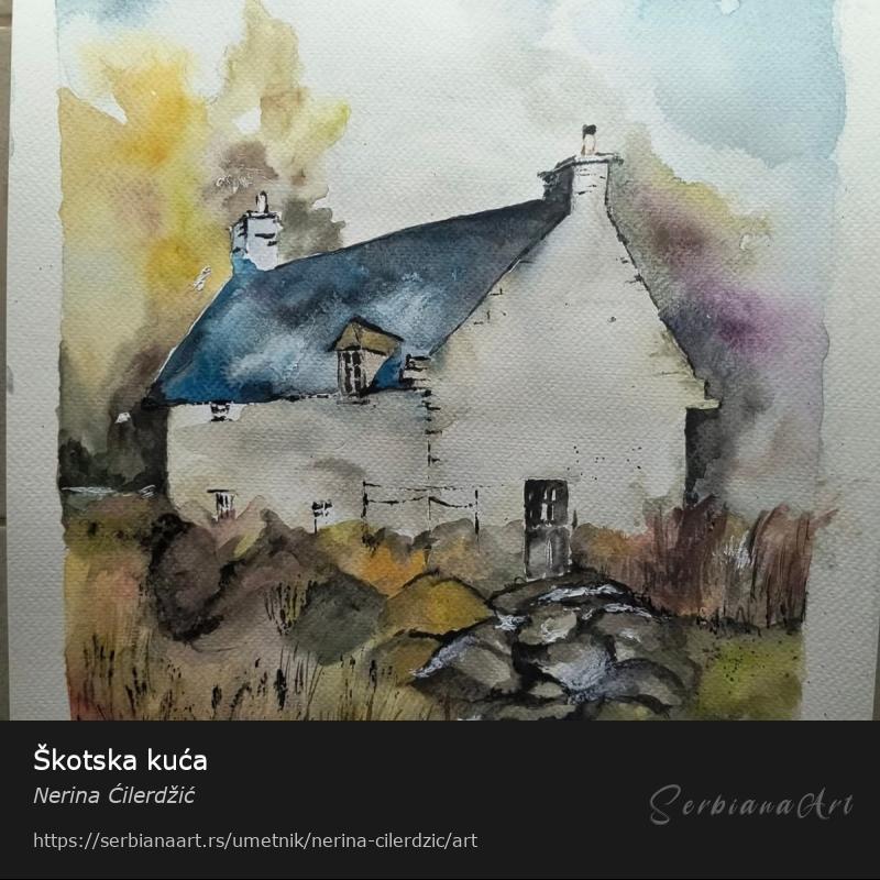 Škotska kuća, Vodene boje/Papir, Nerina Ćilerdžić