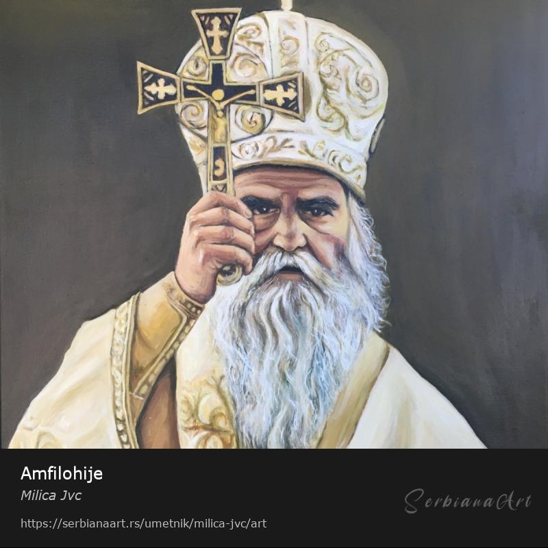 Amfilohije, Akrilik/Platno, Milica Jvc