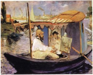 Claude Monet dans son bateau atelier