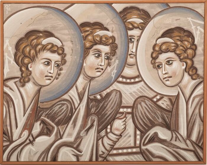 Gracanica, Uspenje Bogorodice, detalj-Andjeli u raju, kopija freske 