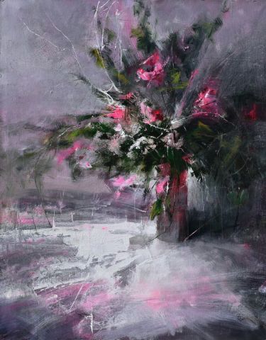 ` Vase of pink flowers` 