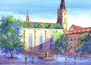 Dvorište katedrale u Novom Sadu, autor Ševo Dejan
