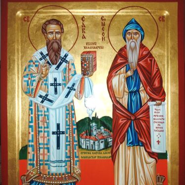 Ikona- Sveti Sava i Sveti Simeon 40x50cm, autor PRAVOSLAVNE IKONE- ikonopisac Miloš Timotijević