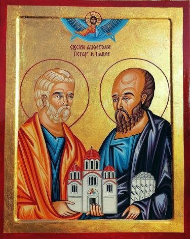 Ikona- Sveti Apostoli Petar i Pavle, dimenzije 50x40cm, autor PRAVOSLAVNE IKONE- ikonopisac Miloš Timotijević