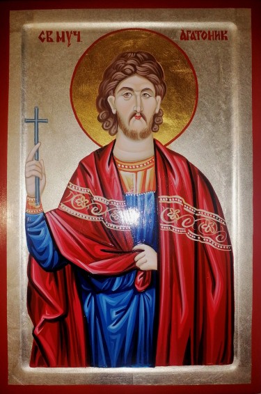 Ikona Sveti Mucenik Agatonik dimenzije 20x30 cm, autor PRAVOSLAVNE IKONE- ikonopisac Miloš Timotijević