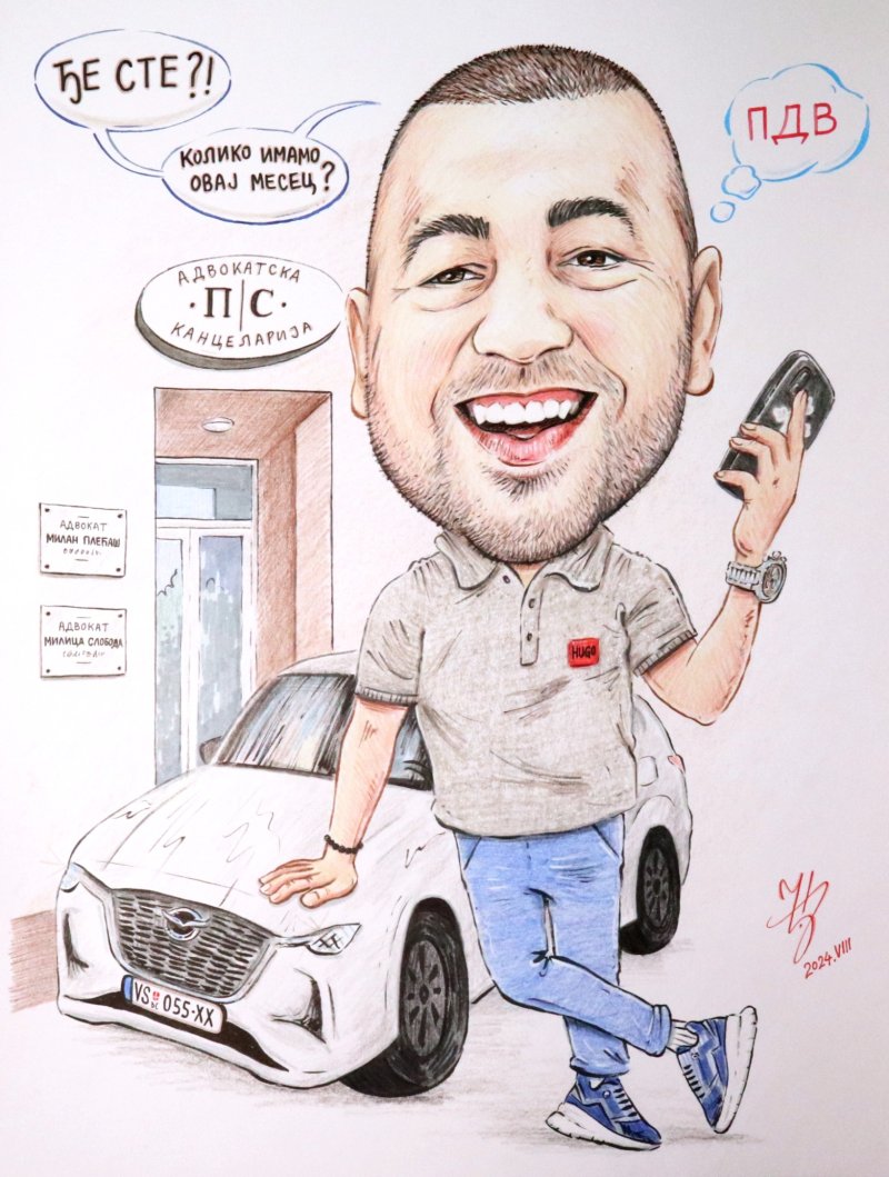 ADVOKAT MILAN - PORTRET KARIKATURA, Slika ĐUKAN ~ KARIKATURE