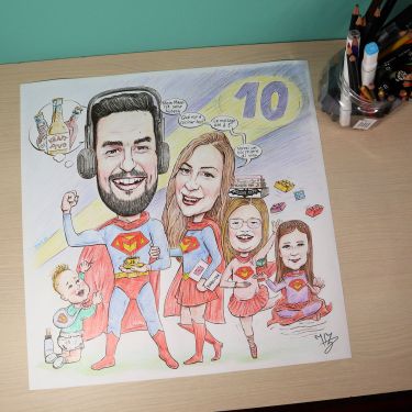 Porodična portret-karikatura` Super Maksimovići`