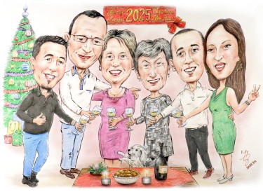 PORODICNA PROSLAVA - PORTRET KARIKATURA, autor ĐUKAN ~ KARIKATURE