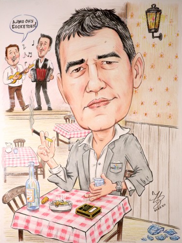 BOSKE U KAFANI - PORTRET KARIKATURA, autor ĐUKAN ~ KARIKATURE
