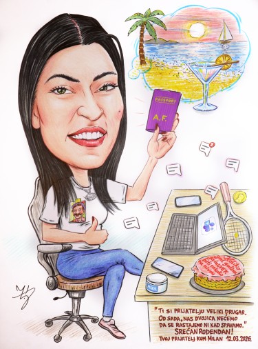 NAJBOLJA DRUGARICA - PORTRET KARIKATURA, autor ĐUKAN ~ KARIKATURE