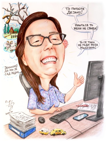 KOLEGINICA DUŠICA - PORTRET KARIKATURA, autor ĐUKAN ~ KARIKATURE