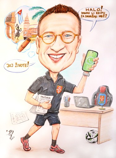 FUDBALSKI MENADZER - PORTRET KARIKATURA, autor ĐUKAN ~ KARIKATURE