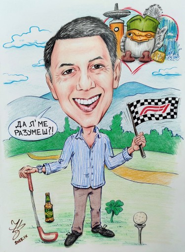 GOLFER - PORTRET KARIKATURA, autor ĐUKAN ~ KARIKATURE