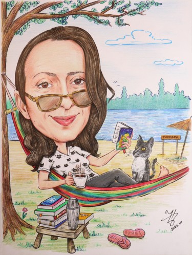 NASTAVNICA SRPSKOG JEZIKA - PORTRET KARIKATURA, autor ĐUKAN ~ KARIKATURE
