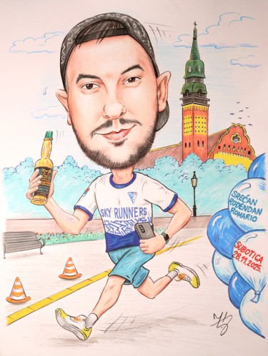 POLUMARATONAC - PORTRET KARIKATURA, autor ĐUKAN ~ KARIKATURE