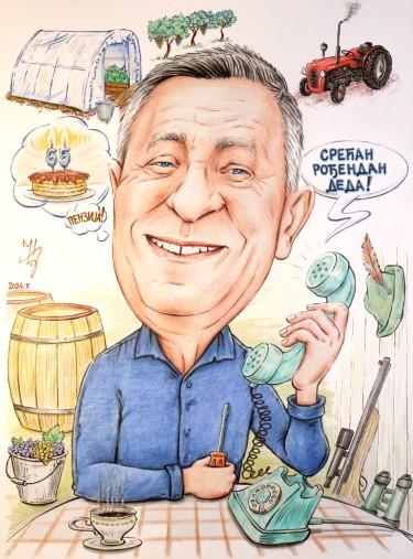 DEDIN RODJENDAN - PORTRET KARIKATURA, autor ĐUKAN ~ KARIKATURE