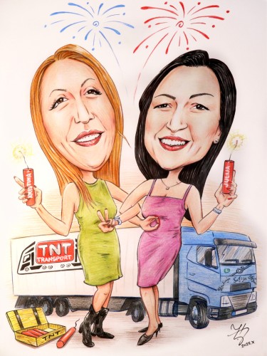 KOLEGINICE JUBILEJ - PORTRET KARIKATURA, autor ĐUKAN ~ KARIKATURE