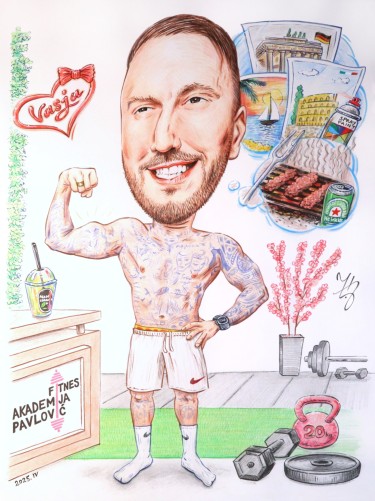 FITNES TRENER STRAHINJA - PORTRET KARIKATURA, autor ĐUKAN ~ KARIKATURE