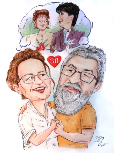 30 GODINA BRAKA - PORTRET KARIKATURA, autor ĐUKAN ~ KARIKATURE