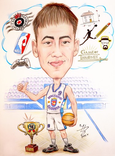 KOŠARKAŠ - PORTRET KARIKATURA, autor ĐUKAN ~ KARIKATURE