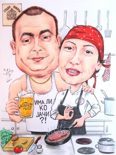 U KUHINJI RESTORANA - PORTRET KARIKATURA, autor ĐUKAN ~ KARIKATURE