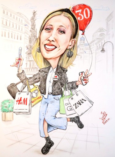 SARA, LJUBITELJKA MODE - PORTRET KARIKATURA, autor ĐUKAN ~ KARIKATURE