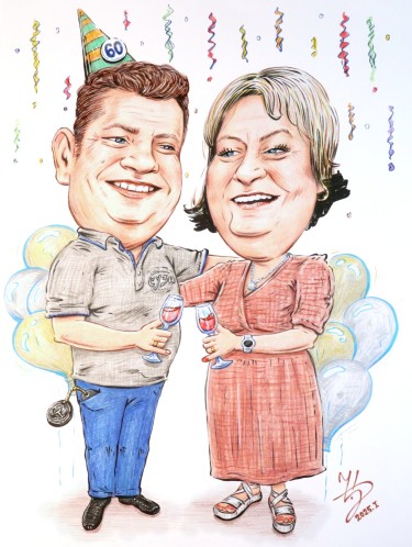 JUBILARNI RODJENDAN - PORTRET KARIKATURA, autor ĐUKAN ~ KARIKATURE