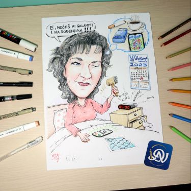 gđa Borka nije ranoranilac - portret karikatura