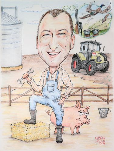 Gazda farme Norbert - portret karikatura by Đukić Nenad