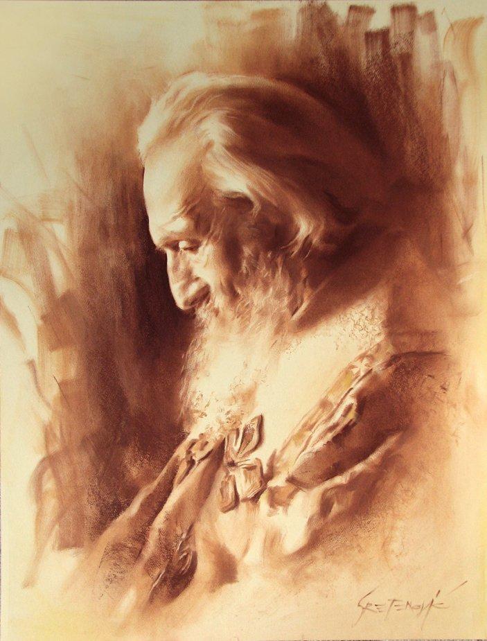 Patrijarh Pavle 7, portret, Slika Portreti, Sretenovic Miroljub