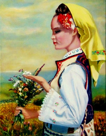 Flora ili devojka u srpskoj nošnji, autor Dobrosavljevic Nino