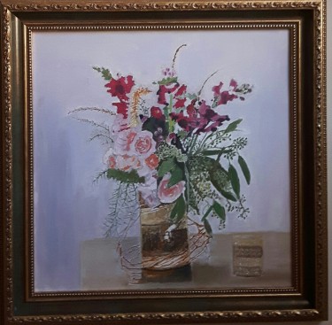 Gladiole i ruze u vazi, autor Markovic Branka
