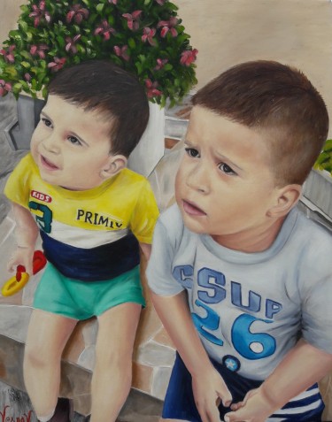 Portret dva decaka, autor Vujinović Vesna