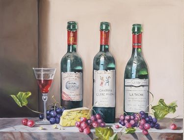 Flaše vina- slika po narudžbini, autor Vujinovic Vesna