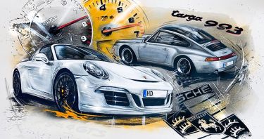 Porsche - ulje na platnu, autor Klipa Goran