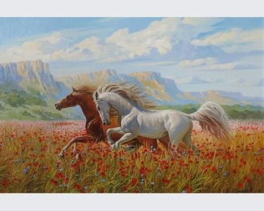 Konji u prirodi | Ulje na platnu | 70x50 cm