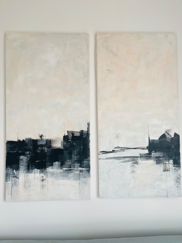 Grad na reci  diptih, autor Artium paintings