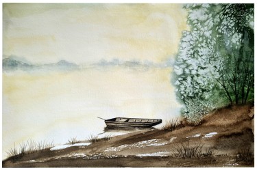 ČAMAC NA OBALI REKE, autor Danijela Cverdelj