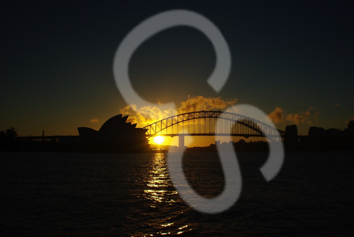 Sidnejska opera i most u luci za zalazak sunca verzija 2