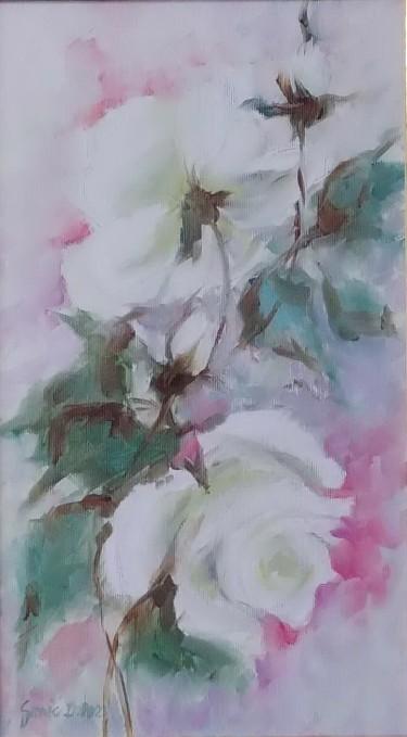 Bele ruže- ulje na platnu 20x35cm, autor Simic Dragana