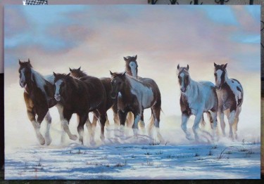 Konji na snegu- ulje na platnu 70x100cm, autor Simic Dragana