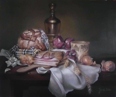 Seoska mrtva priroda- oil on canvas 50x60cm, autor Simic Dragana