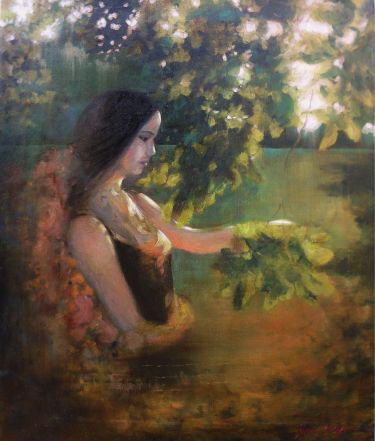 Devojka i sunce- ulje na platnu 50x60cm, autor Simic Dragana