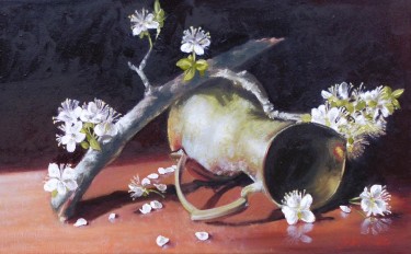 Sljive u cvetu- uramljeno ulje na platnu 35x50cm, autor Simic Dragana